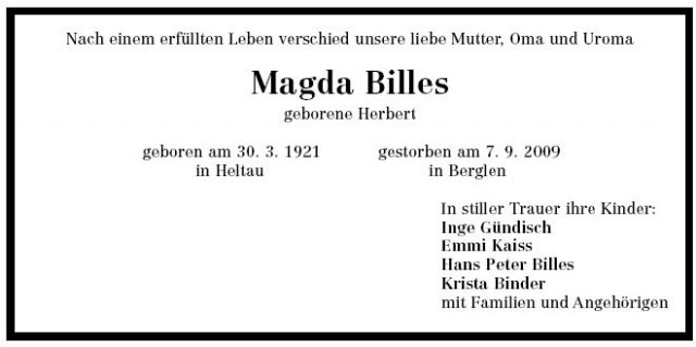 Herbert Magda 1921-2009Todesanzeige